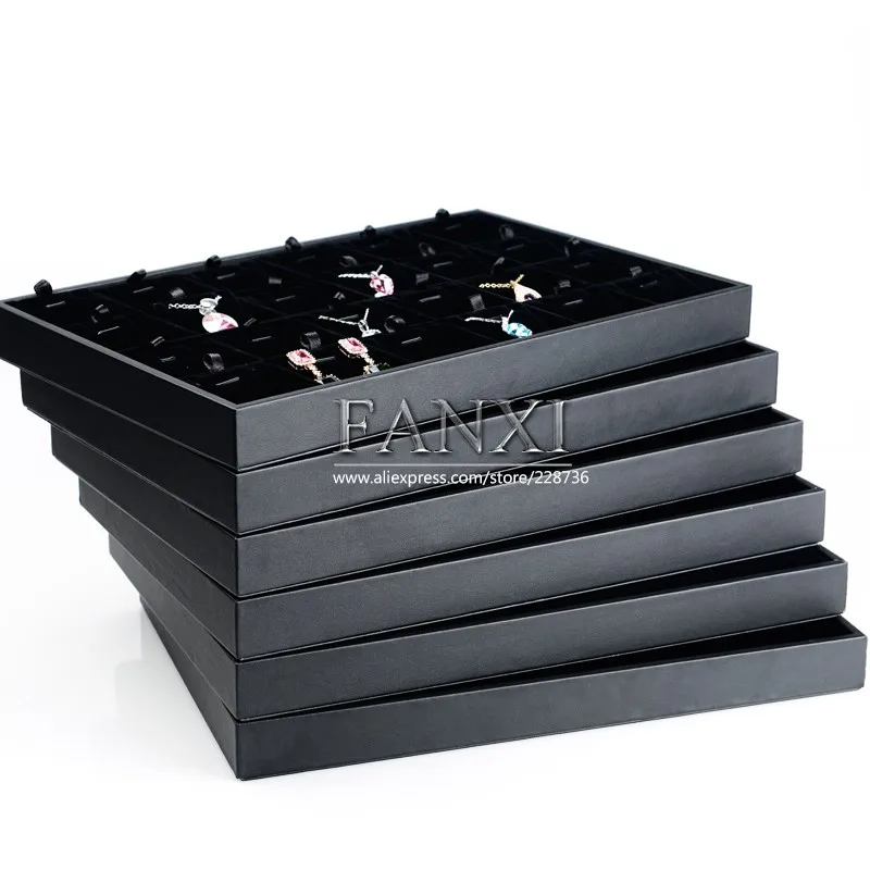 

FANXI China Wholesale Exquisite Stackable Necklace Bracelet Flat Tray Black Leather Jewelry Trays, Black available for leather jewelry trays