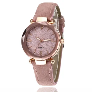 Ladies Watch 2019 New Casual Fashion Leather Rhinestone Quartz Starry Sky Women Wristwatch LW008
