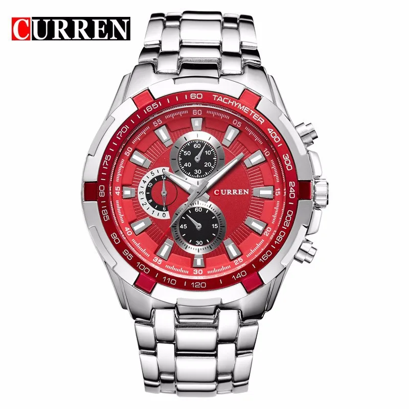 

2016 hot selling curren automatic watch movement quartz fashion hand watch gentleman with big calendar Relogio Hotel, 6 colors