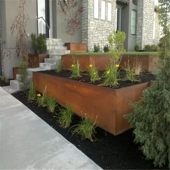 Corten Steel Rusted Metal Raised Vegetable Garden Grow Bed And Plant ...