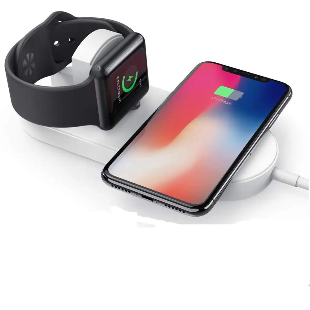 

Fancytech 2-in-1 Phone Qi Wireless Charging Pad Station, Black white