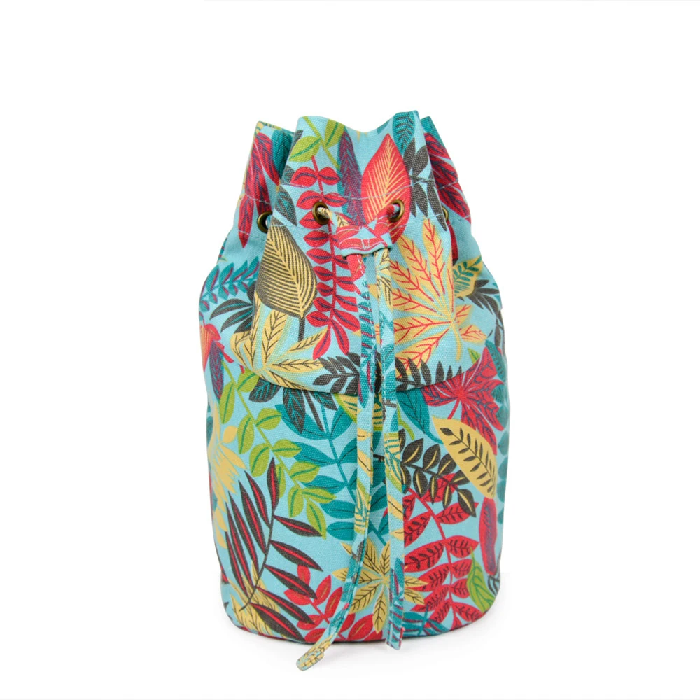 

2019 New Floral Drawstring with Buckle Canvas Fabric Inner Pocket Lining for O bag basket