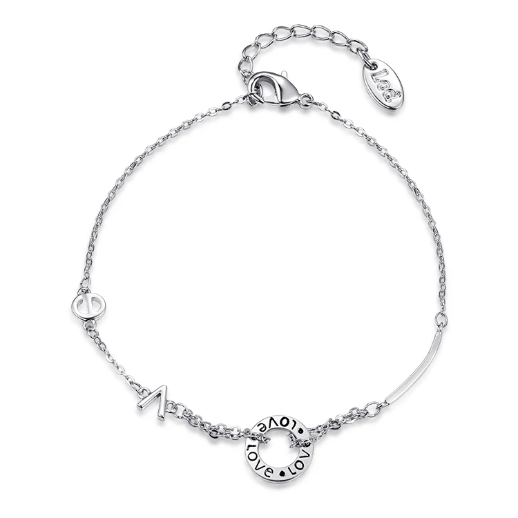 

ZHILIAN Personality Jewelry Bracelet S925 Sliver Fine Rhodium Plated Pendant Bracelet Exquisite Women Sliver Bracelet