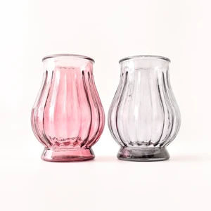 Wholesale small color rose  cheap glass trumpetvase  vase for decoration