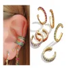 6 Colors Gold Ear Cuff Open Hoops Crystal Stack No Piercing Earrings Set