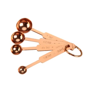 Image of 4 pcs stainless steel Baking Measuring Scoop rose gold plating measuring spoons