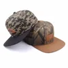 Cheap printed leather patch adjustable flat brim caps