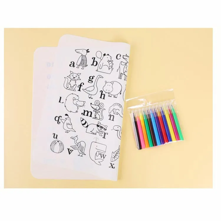 

Silicone Doodle Mat Kids Placemat Coloring Drawing Mat Animal Alphabet Digital Washable Reusable Place Mat for Kids