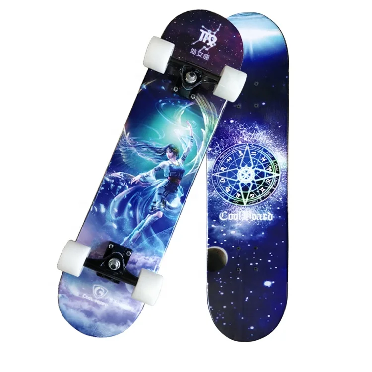 

OEM Custom Twelve Constellations Four LED Light PU Wheels Double Kick Skateboard