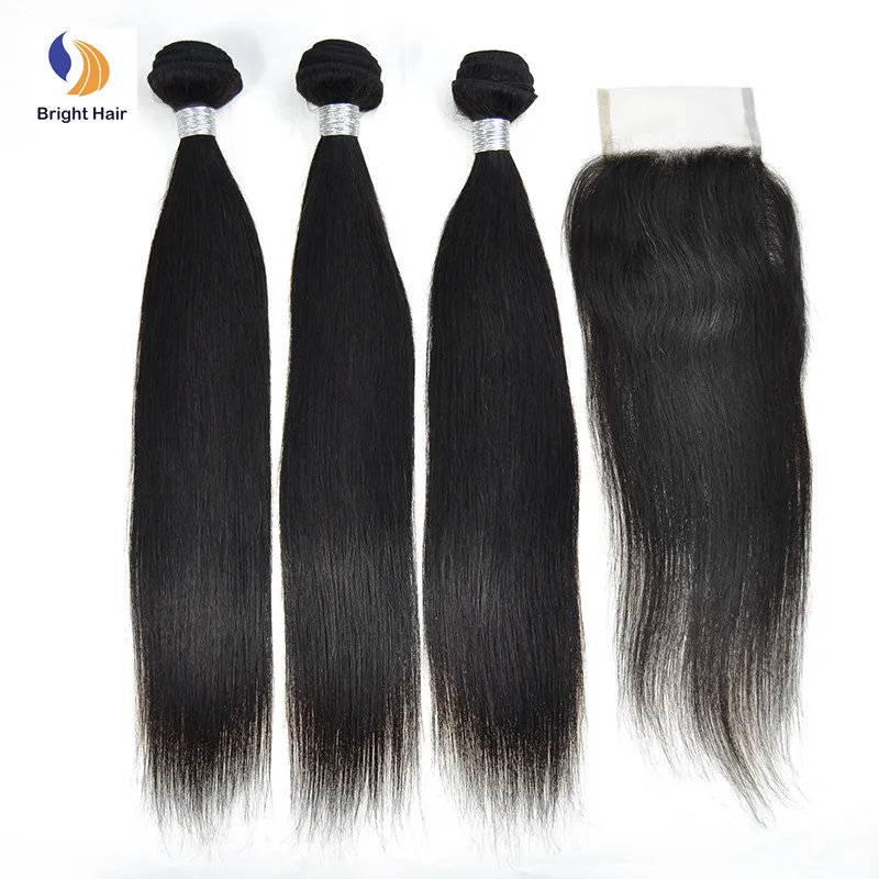 

wholesale free sample malaysian remy human virgin mink hair bundles with 4*4 closure, Black