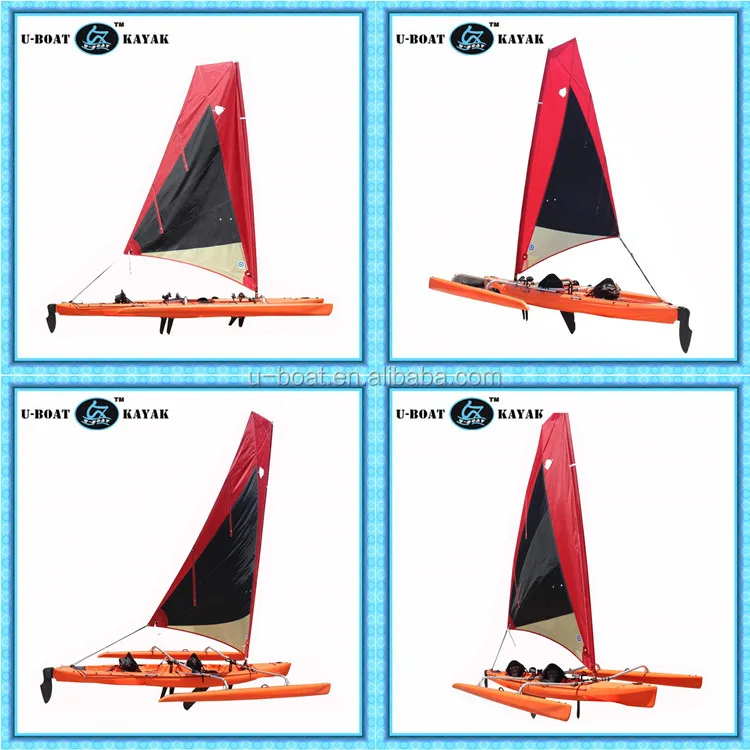 
New design high quality 18ft plastic sailboat with foot drive pedal system and rudder on sale 