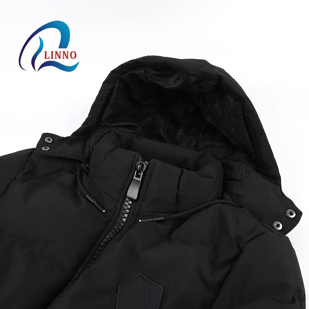Men's winter thicken cotton parka long coat man with removable hood