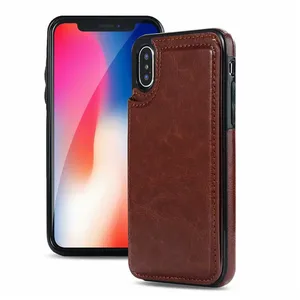 Factory price cellphone flip case magnet case with Card Kickstand Holder leather wallet case cover for iPhone X XR XS MAX
