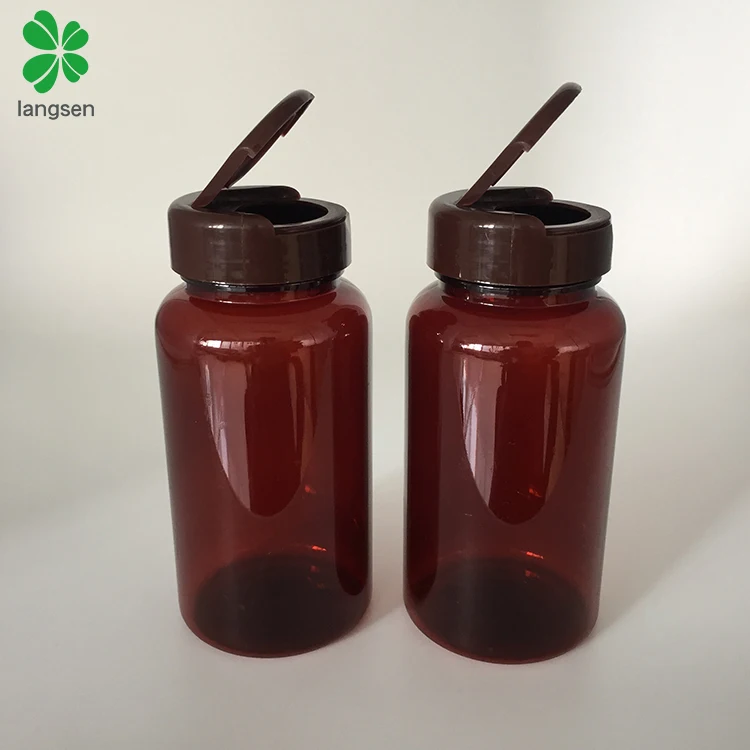 PET 150cc amber flip top cap capsule bottle