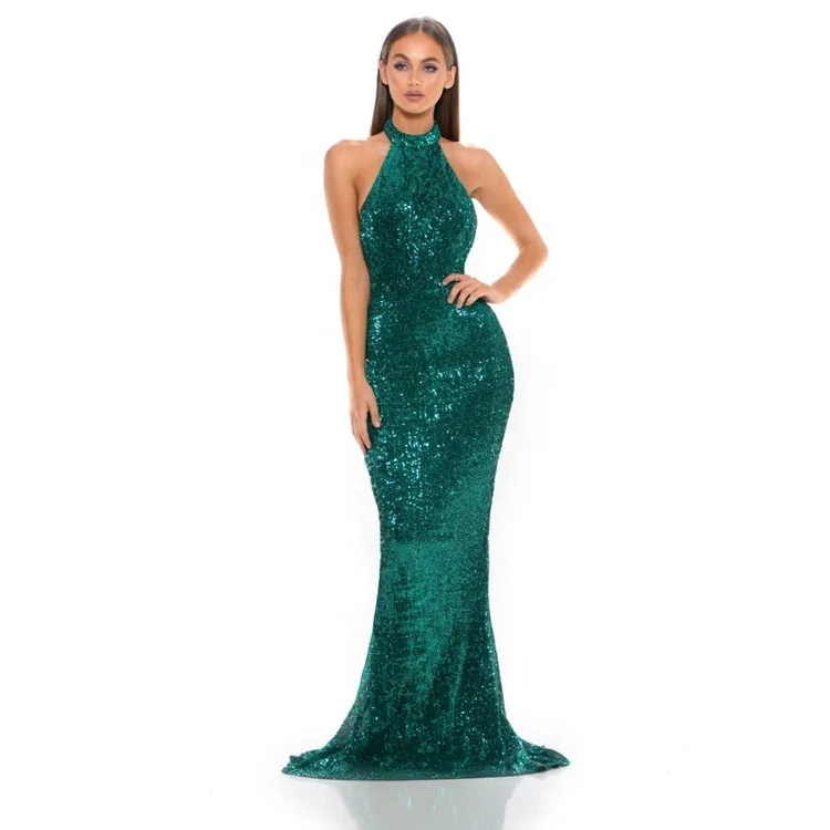 

Hot Sale Sexy Halter Neck Mermaid Prom Dress Low Back Evening Dress, Custom made
