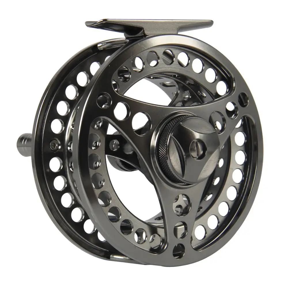 

Wholesale CNC Aluminum Large Arbor Fly Reel Stock Available, Silver and gunsmoke