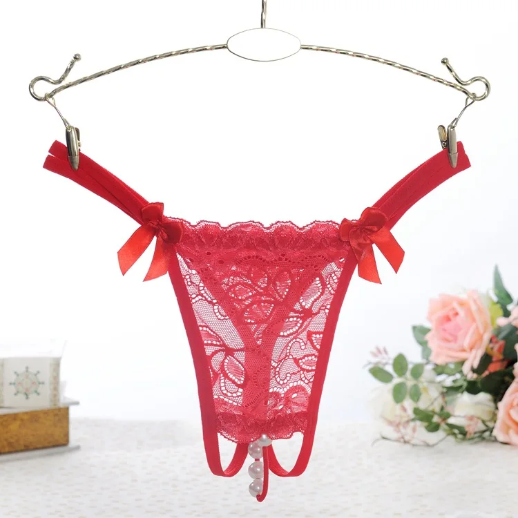 

2017 high fashion crotch open beaded sexy pearl g-string panty, 7 colors as photo