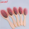 yaeshii wooden handle hair brush hair extension care brush wig anti-static combs