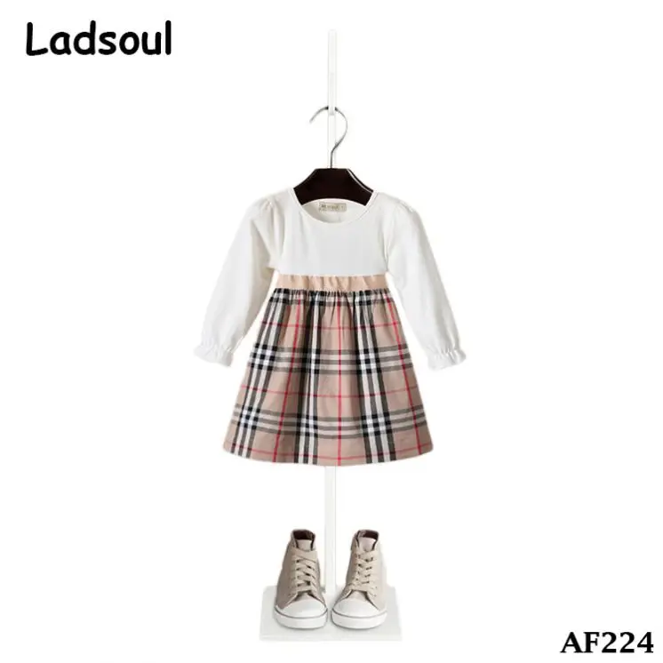 

LADSOUL Spring Children Fashion Long Sleeve Cotton Slim Girls Casual Dress, Apricot