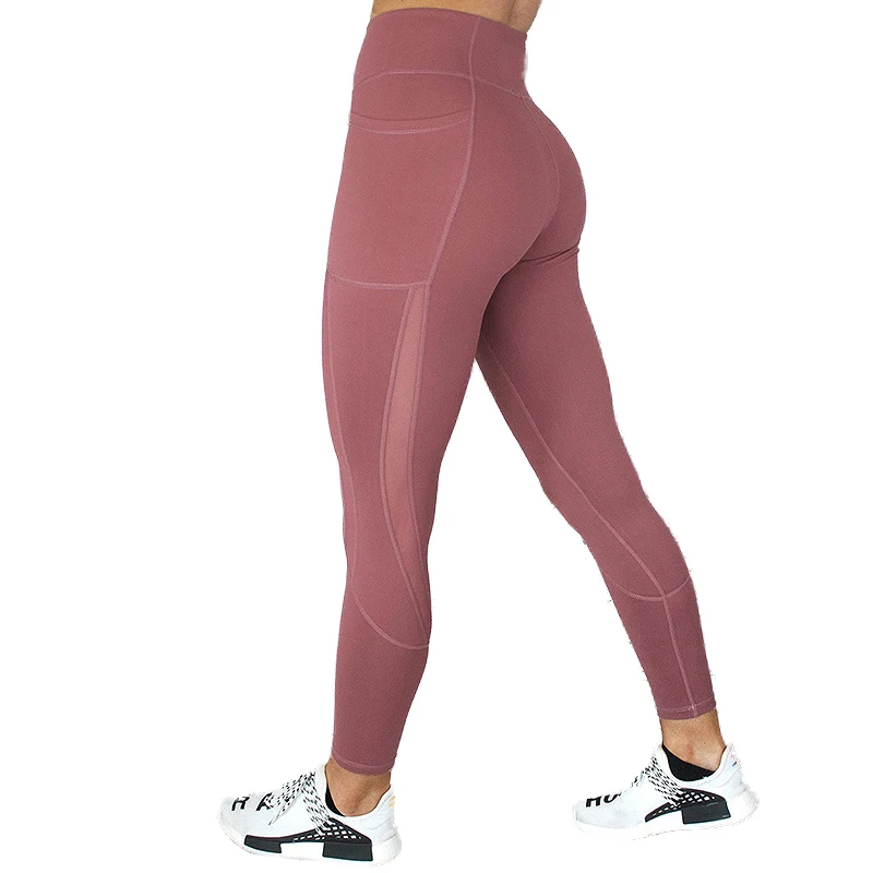 

High Waist Women Yoga Pants with Mesh and Phone Pocket