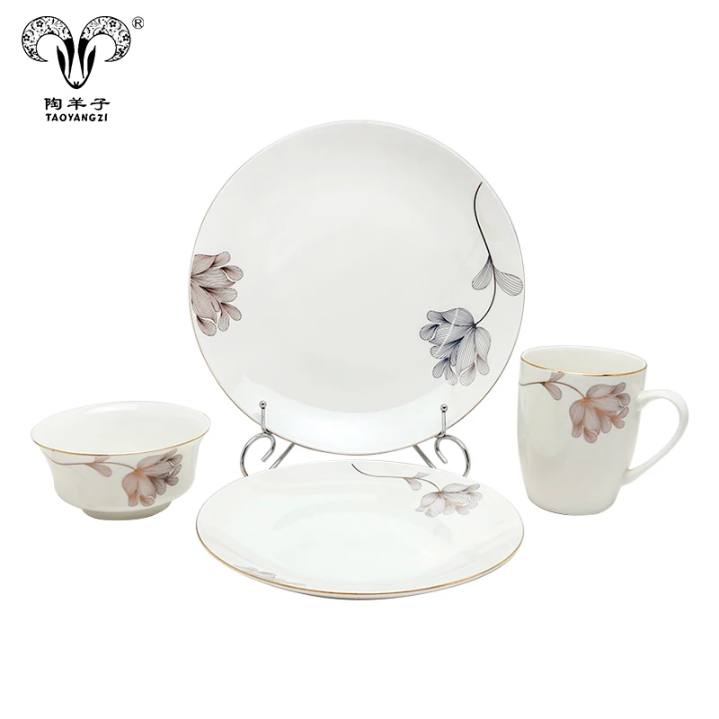 spring full of plates 16pcs elegant fine porcelain dinner set Luxury ceramic dinnerware