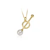 Gold Color music notation AAAA 925 Sterling Silver pedant pearl for women