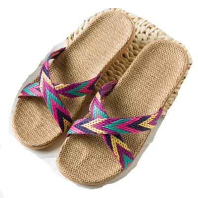 

Summer Colors Flax Home Slippers Women 35-45 Large Size Slapping Beach Flip Flops Non-slip Unisex Family Slippers