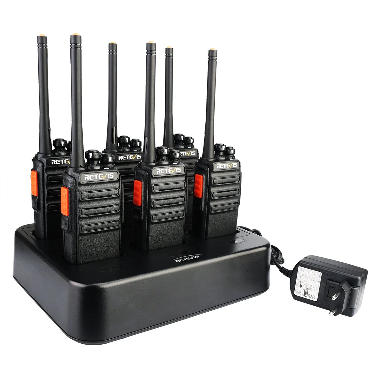 

6PACK Retevis RT24 PMR446 Walkie Talkie License-Free long range 16Channel VOX Handheld two way Radio With 6-way Rapid Charger