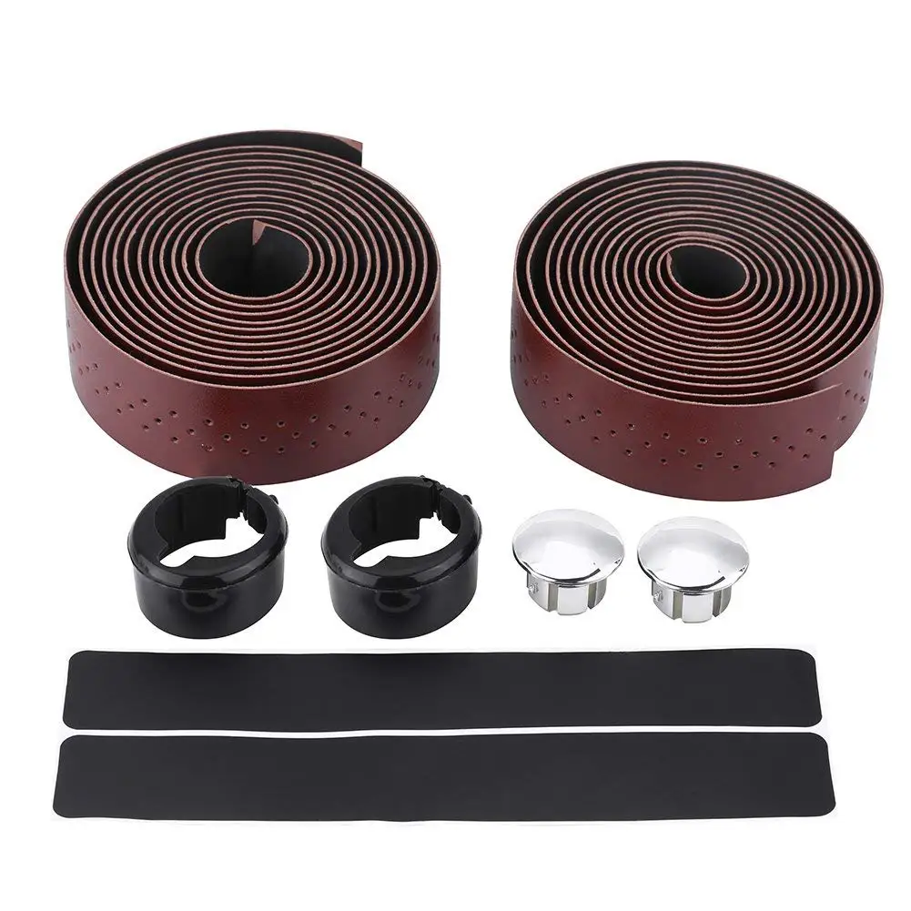 New Road Bike Bicycle PU Synthetic Leather Handlebar Bar Tape Brown 1 Pair