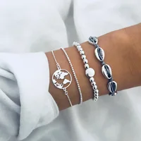

High quality Wholesale Grey rope shell four-piece bracelet jewelry