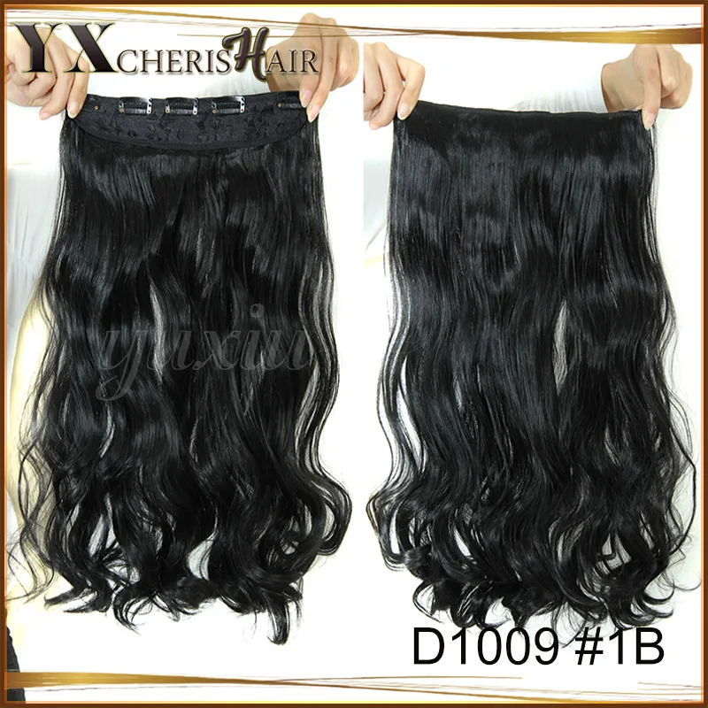 

Free Shipping One Piece 5 Clips in Synthetic Hair Extensions Amazing Curly