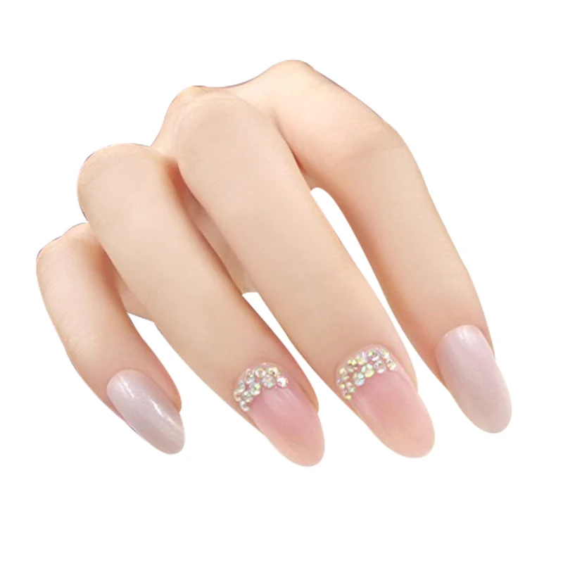 

A20 24pcs/box DIY 3D False Nails Artificial fingernails press on pre design back glue pink clear nails wholesale custom, Picture