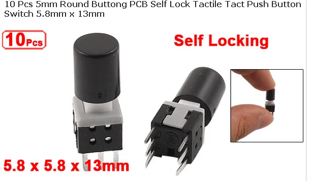 Latching 7x7mm Mini Tactile Push Button Switch On-Off DIP c14 6 PIN 5 Pieces 