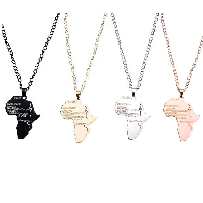 

Hot Selling Stainless Steel Pendant Africa Map Necklaces, N/a