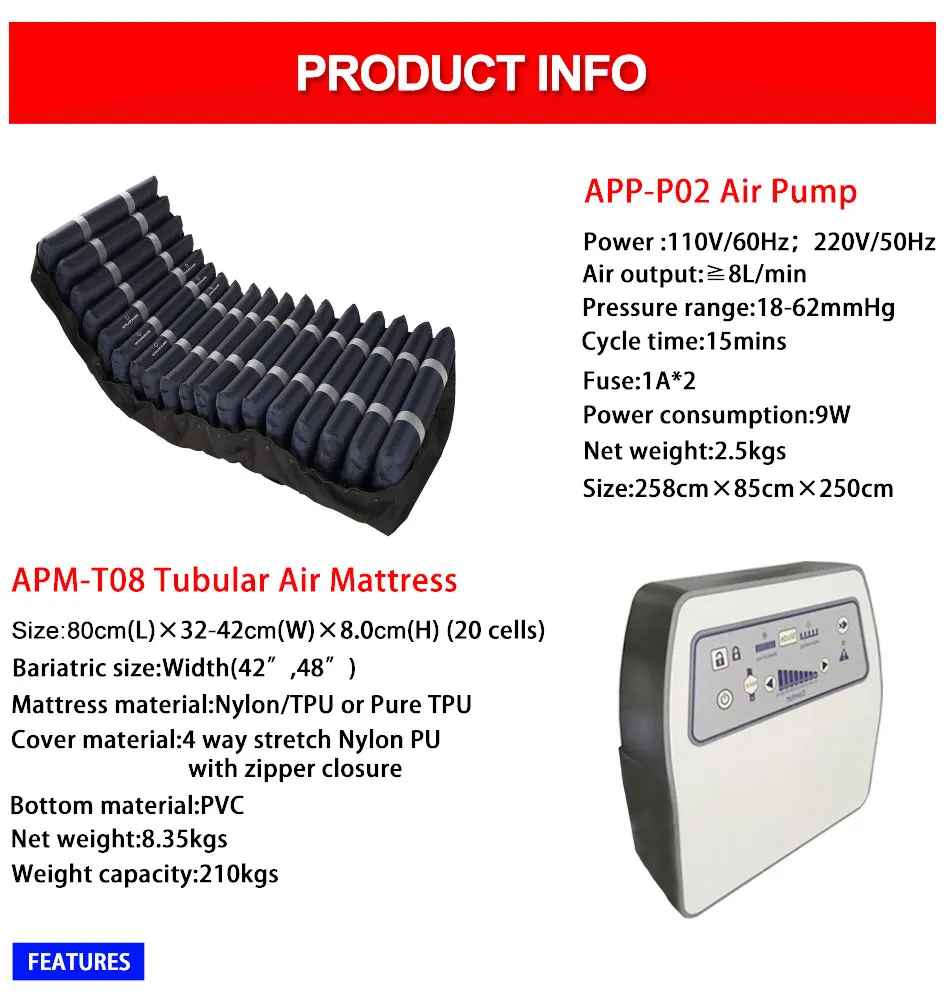 medical anti bedsore air mattress with alternating pressure pump