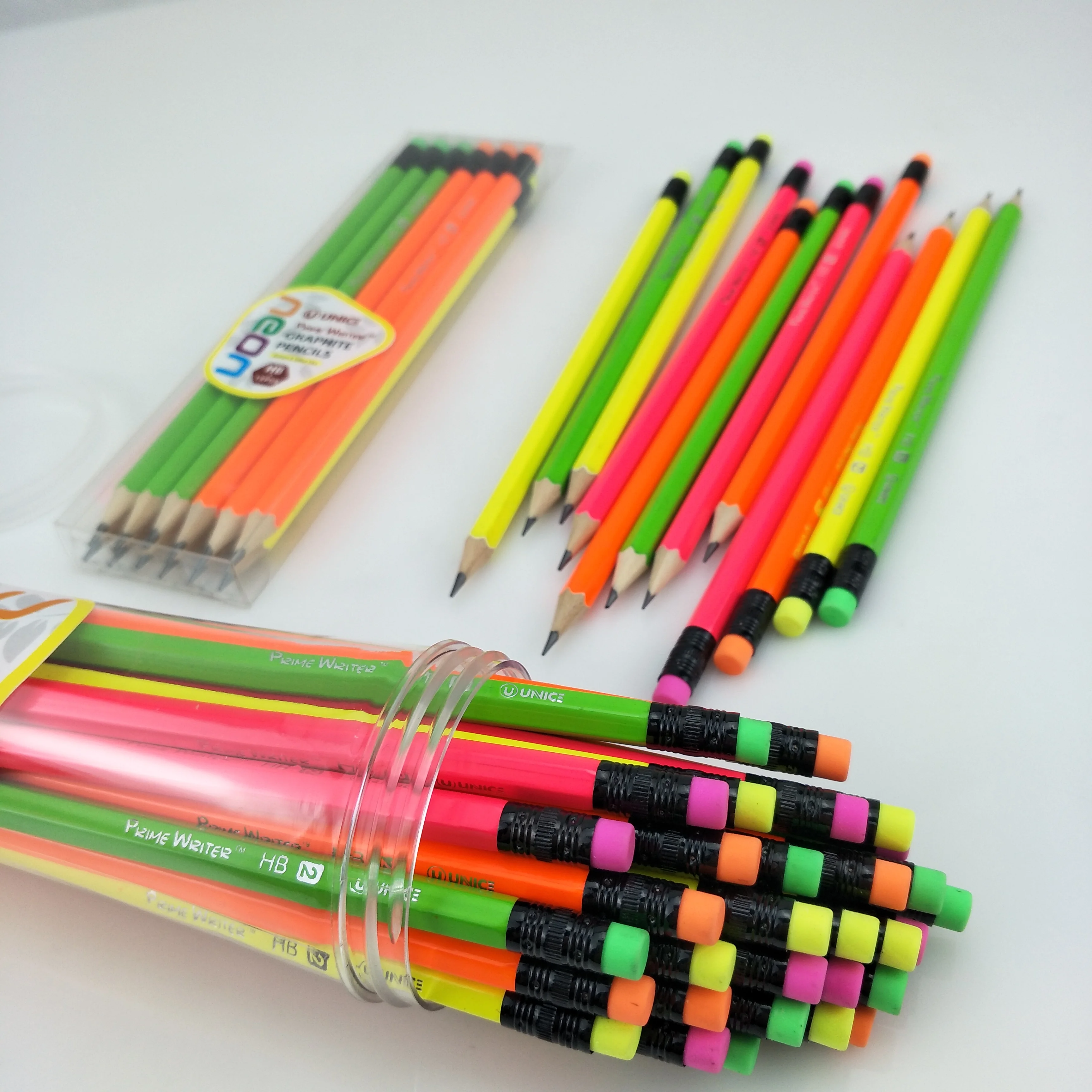Promotional Hb Pencil In Bulk/set Packing/hexagonal Neon Wooden Pencil