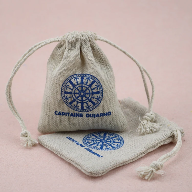 

wholesale custom Durable mini linen burlap hemp drawstring bag with logo printing, Beige,brown, white, black, pink,blue,red,grey etc