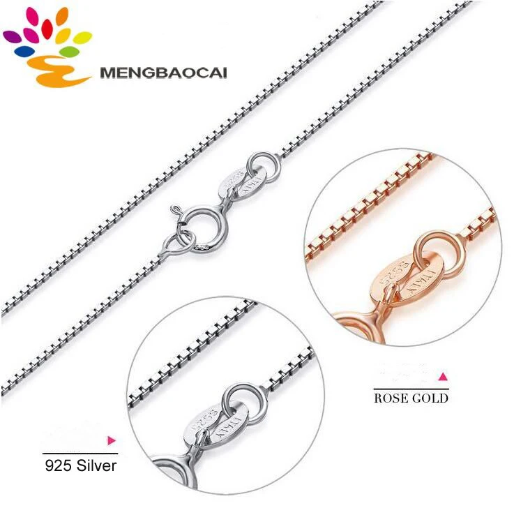 925 sterling silver jewelry rose gold chain box necklace silver chain