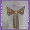 C433C champagne gold spandex sequin wedding decoration elastic chair sash with buckle