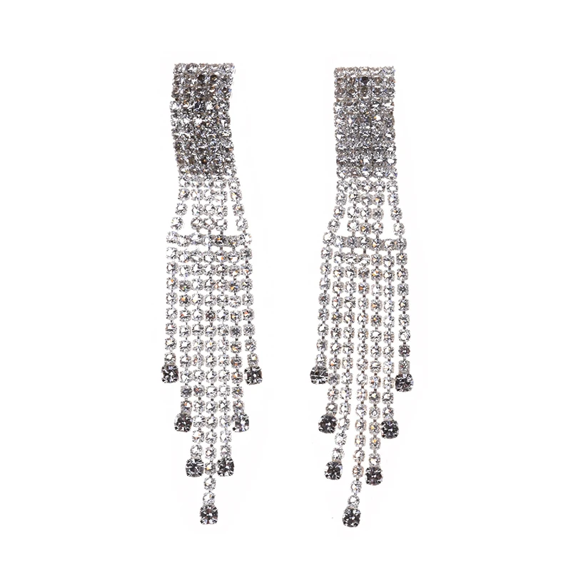 

Women Luxury Jewelry Bright Silver Color Tassel Statement Earrings Wholesale Boho Charm Drop Dangle Earrings