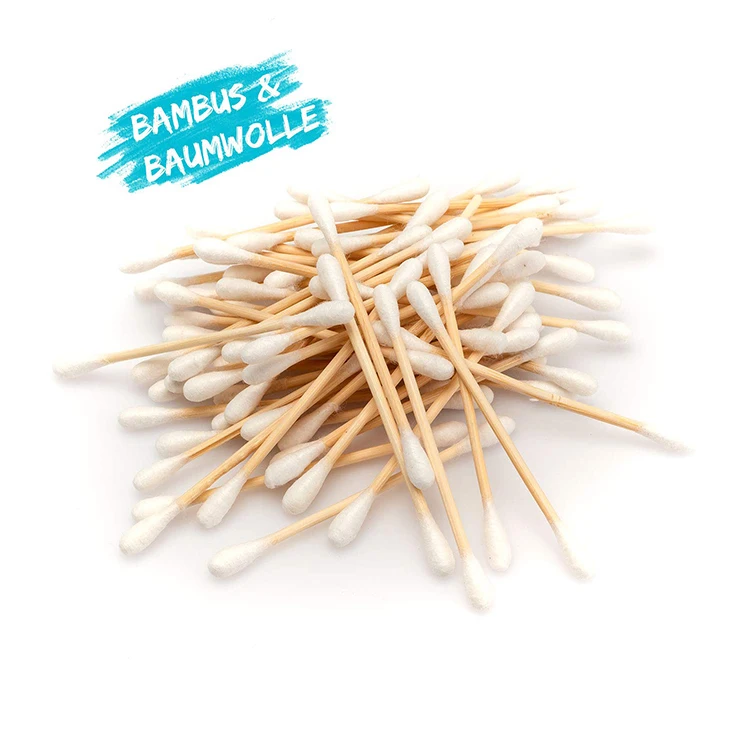 
Zero Pollution Product 200pcs Double Round Head Recyclable Cotton Bamboo Ear Buds for Cleaning 