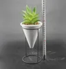 Iron art artificial plant vase-inverted three-dimensional triangle plant decorative pot.