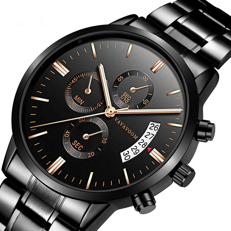 

VAVAVOOM Brand New Male Business Calendar Clock Mens Casual Dress Stainless Steel Luxury Quartz Men Wrist Watches Relojes Hombre