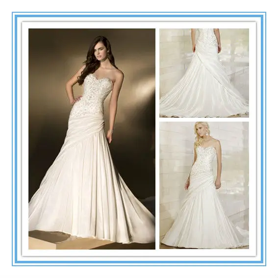 This Designer Slim Line Wedding Gown In Taffeta Features Stunning