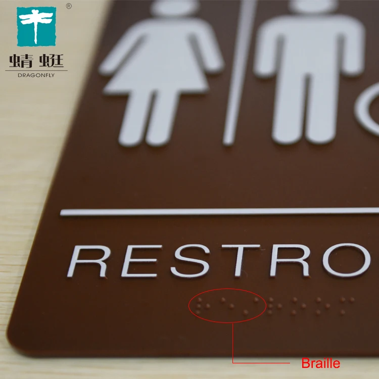 
High quality unisex restroom plastic TACTILE ADA braille signs 