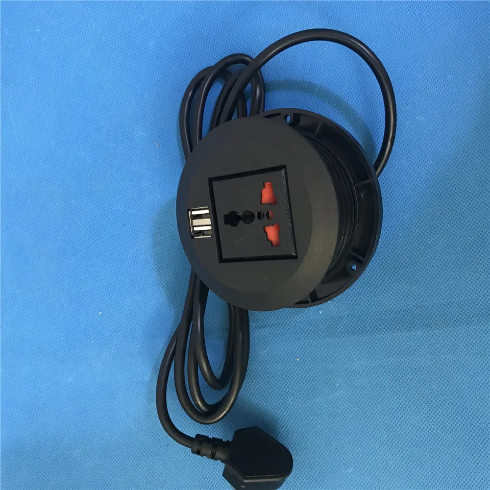 Table Top Round Universal Power Desktop Tabletop Socket With Dual Usb