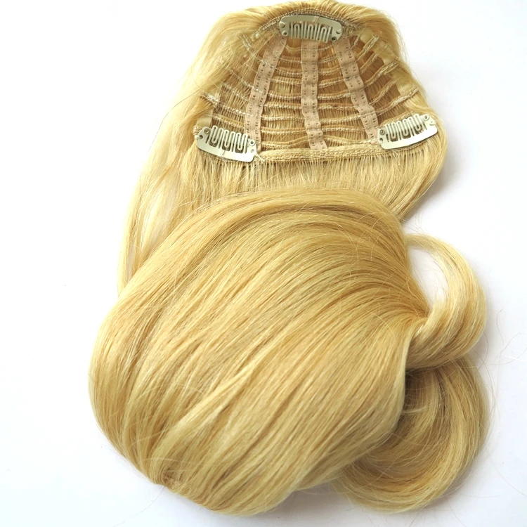 

1pcs 613# Straight Human Hair Bangs Fringe Malaysian Remy Hair Front Hair Clip Women Blonde Bangs