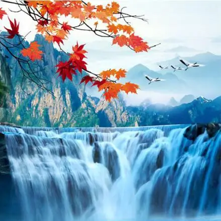 

Redwood Diamond Painting Cross Stitch Diamond Embroidery "Maple Leaf Waterfall Woodland" Mosaic Home Decorator