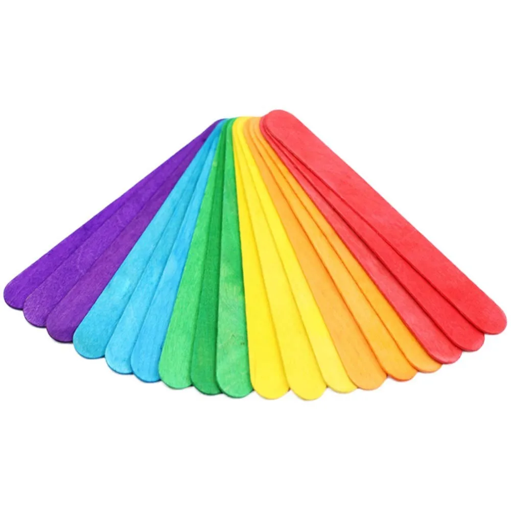 400pcs Colored Popsicle Sticks 4.5 Inch Wooden Jumbo Craft Sticks Bulk