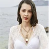 14K Gold Plated Multi Layer Coin Pendant Necklace Simple Vintage Shell Pearl Choker Chain Necklace Cowrie Boho Beach Shell Women